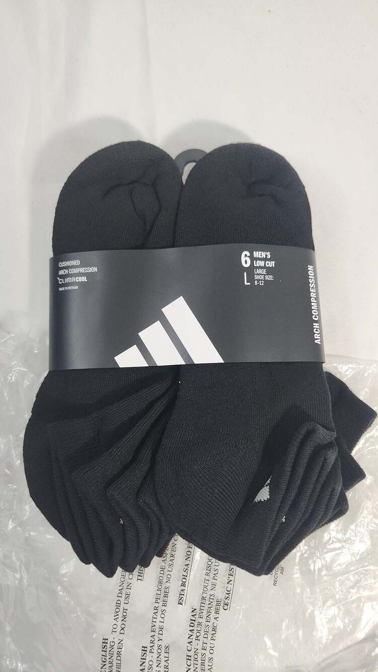 adidas Men's ClimaCool Low Cut Cushioned Athletic Socks 6-Pack Black Pack 
SZ 8-